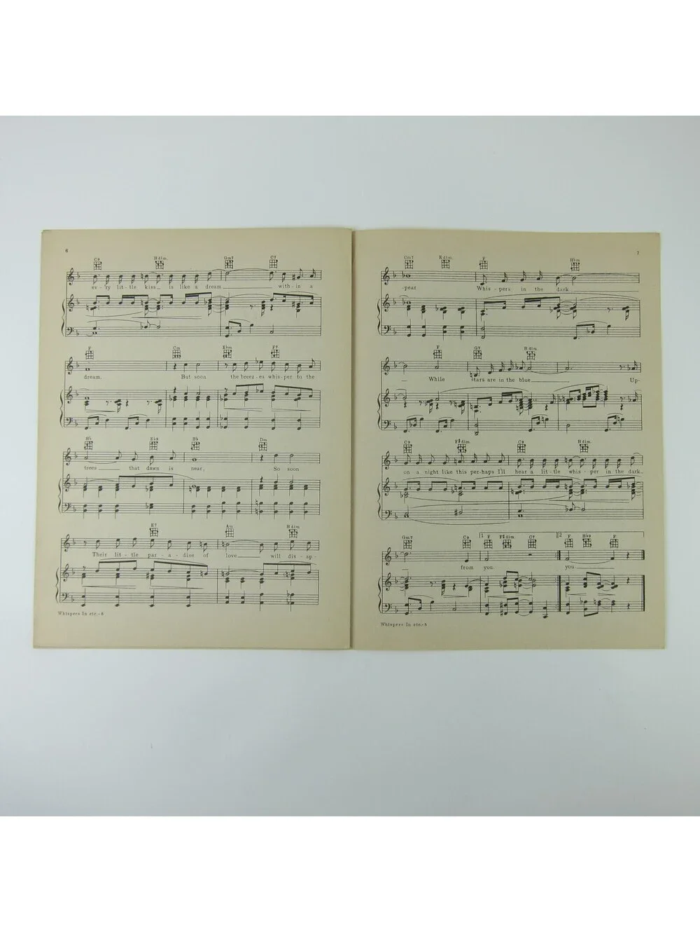 Sheet Music Whispers In The Dark Artists & Models Jack Benny Vintage 1937